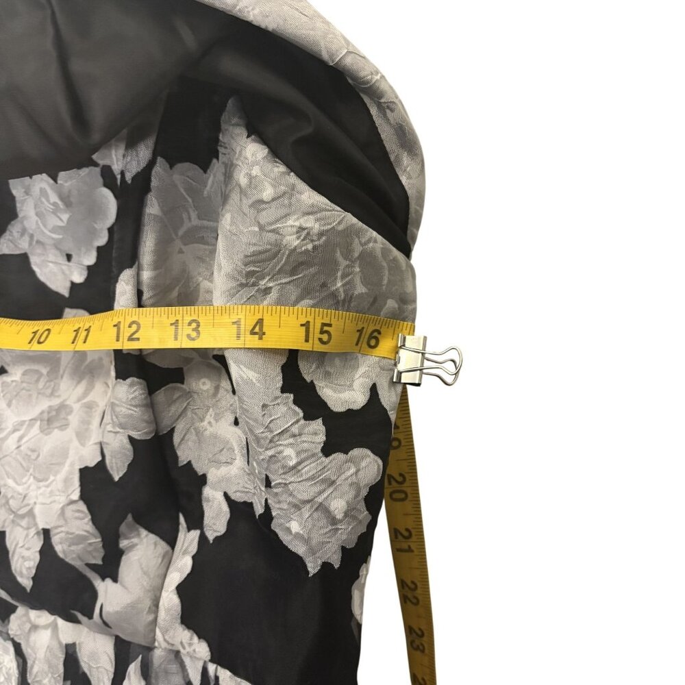 Betsy & Adam Strapless Black & White Floral Print Dress Size 12 Made In USA - Picture 11 of 16